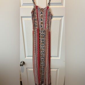 Stretchy tank top maxi dress with buttons